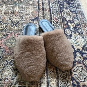 Jenni Kayne Brown Shearling Mules size 38